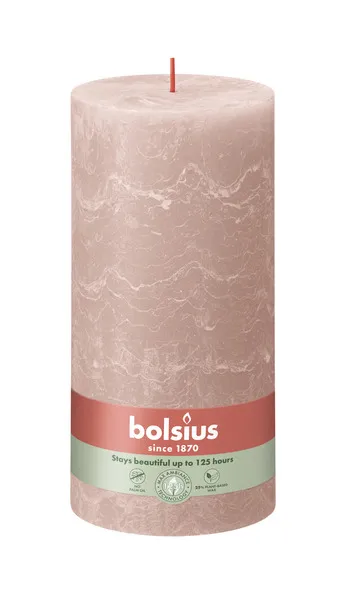 Bolsius rustiek stompkaars 200/100 misty pink a4
