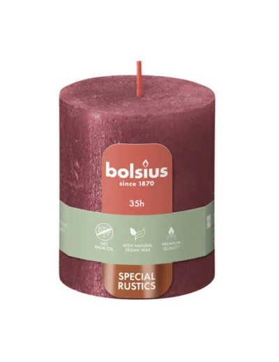 Bolsius stompkaars shimmer 80/68 red a4