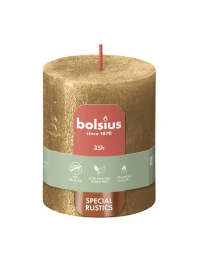 Bolsius stompkaars shimmer 80/68 gold a4