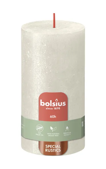 Bolsius stompkaars shimmer 130/68 ivory a4