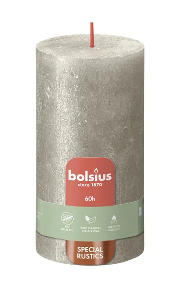 Bolsius stompkaars shimmer 130/68 champagne a4
