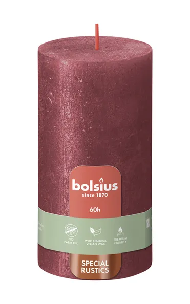 Bolsius stompkaars shimmer 130/68 red a4