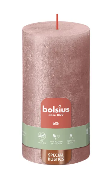 Bolsius stompkaars shimmer 130/68 pink a4