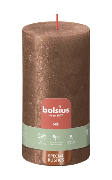 Bolsius stompkaars shimmer 130/68 copper a4