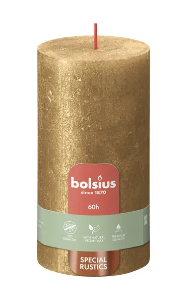 Bolsius stompkaars shimmer 130/68 gold a4