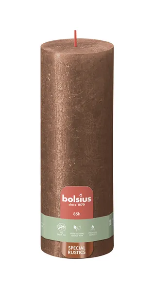 Bolsius stompkaars shimmer 190/68 copper a4