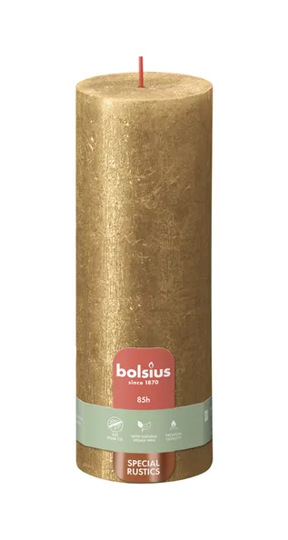 Bolsius stompkaars shimmer 190/68 gold a4