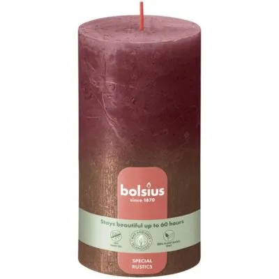 Bolsius stompkaars 130/68 velvet red + copper a4