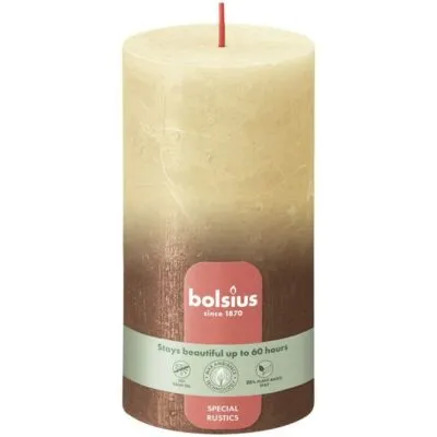 Bolsius stompkaars 130/68 oat beige + copper a4