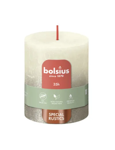 Bolsius stompkaars 80/68 soft pearl + champagne a4