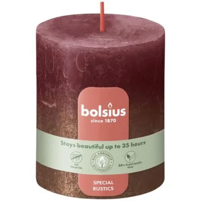 Bolsius stompkaars 80/68 velvet red + copper a4