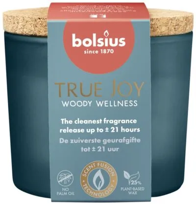 Bolsius geurglas 66/83 true joy woody wellness a6