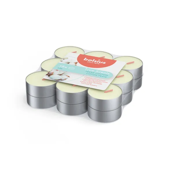 Bolsius Geurtheelichten True Scents F Cotton Ø38/18 mm 4 uur (8x 18 stuks)