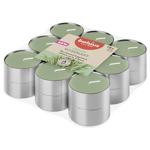 Bolsius Geurtheelichten True Scents Rosemary Ø38/18 mm 4 uur (8x 18 stuks)