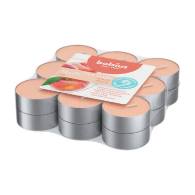 Bolsius Geurtheelichten True Scents Peach Ø38/18 mm 4 uur (8x 18 stuks)