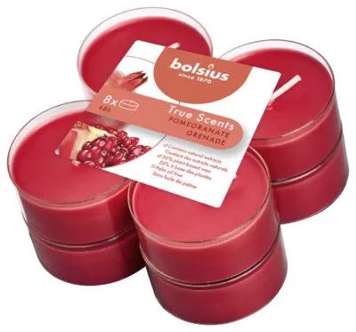 Bolsius Maxilichten True Scents Pomegranate Ø58/24 mm 8 uur (6x 8 stuks)