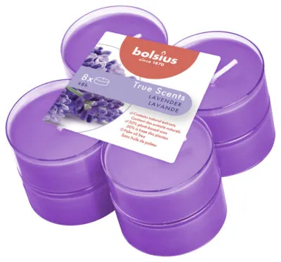 Bolsius Maxilichten True Scents Lavender Ø58/24 mm 8 uur (6x 8 stuks)