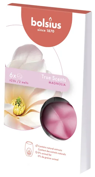 Bolsius Wax Melts Pack True Scents Magnolia 25 uur (8x 6 stuks)