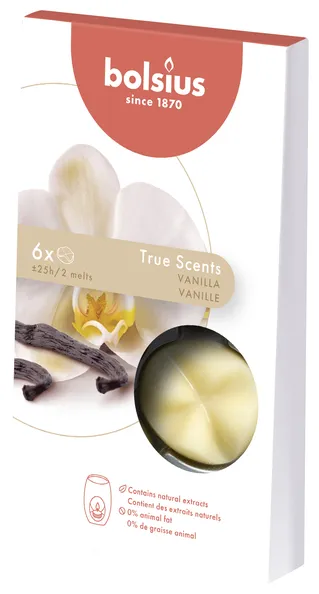 Bolsius Wax Melts Pack True Scents Vanilla 25 uur (8x 6 stuks)