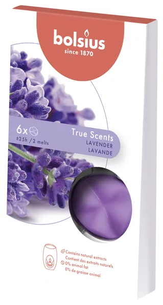 Bolsius Wax Melts Pack True Scents Lavender 25 uur (8x 6 stuks)