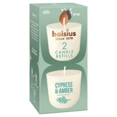 Bolsius Clean Light Pack 2 Cypress &Amp; Amber Ø57×116 mm (6x 2stuks)