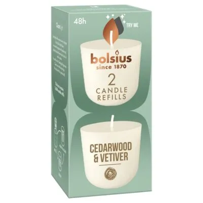 Bolsius Clean Light Pack 2 Cedarwood &Amp; Vetiver Ø57×116 mm (6x 2stuks)