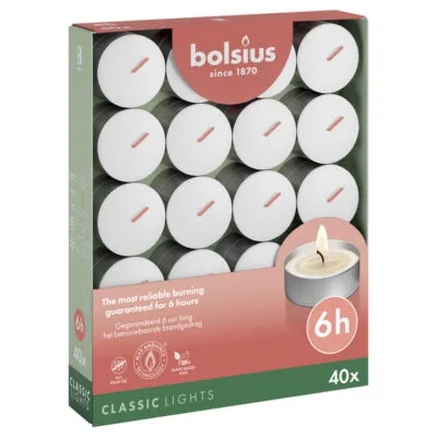 Bolsius Theelichten Wit Ø38×21 mm 6 uur (6x 40 stuks)