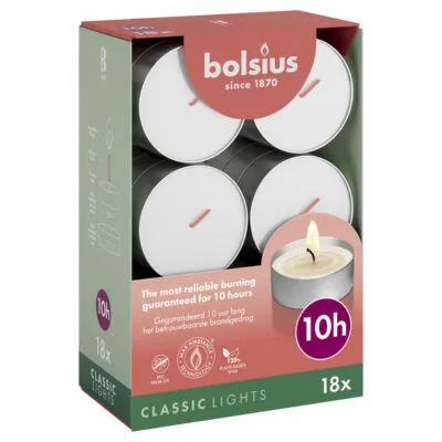 Bolsius Maxi-Lichten Wit Ø58×24 mm 10 uur (6x 18 stuks)