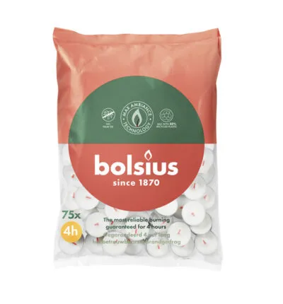 Bolsius Theelicht Ø38×16 mm 4 uur (6x 75 stuks)