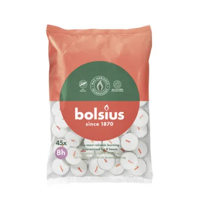 Bolsius Theelicht Ø38×22 mm 8 uur (6x 45 stuks)