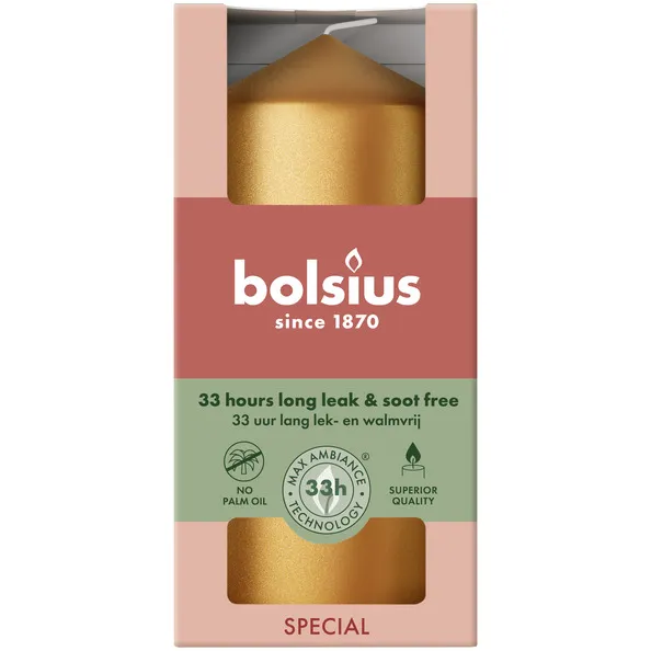 Bolsius Stompkaars Metallic G Orange Ø58×120 mm 33 uur (6 stuks)