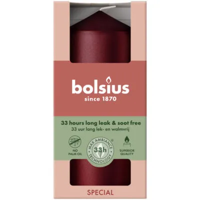 Bolsius Stompkaars Metallic Red Ø58×120 mm 33 uur (6 stuks)
