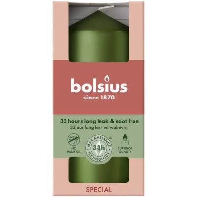 Bolsius Stompkaars Metallic Green Ø58×120 mm 33 uur (6 stuks)