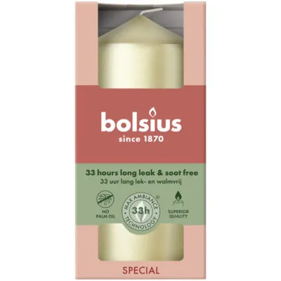 Bolsius Stompkaars Metallic White Silver Ø58×120 mm 33 uur (6 stuks)