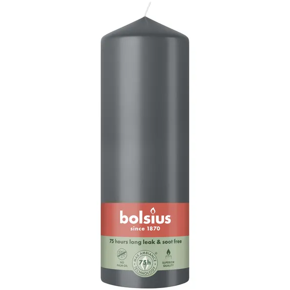Bolsius Stompkaars Stormy Grey Ø68/200 mm 75 uur (6 stuks)