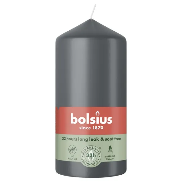 Bolsius Stompkaars Stormy Grey Ø58×120 mm 33 uur (6 stuks)