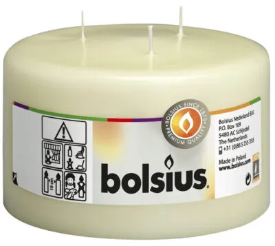 Bolsius Mammoetkaars 3 Lonten Ivoor Ø150×100 mm 50 uur (6 stuks)
