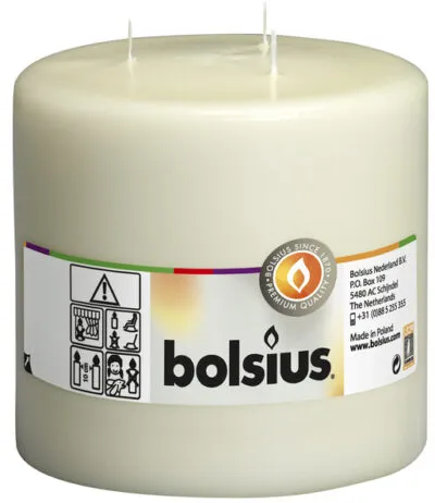 Bolsius Mammoetkaars 3 Lonten Ivoor Ø150×150 mm 75 uur (2 stuks)