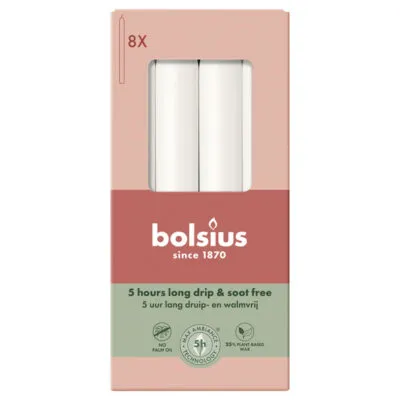 Bolsius Dinerkaarsen Cloudy White Ø20×170 mm 5 uur (4x 8 stuks)