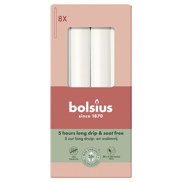 Bolsius Dinerkaarsen Cloudy White Ø20×170 mm 5 uur (4x 8 stuks)