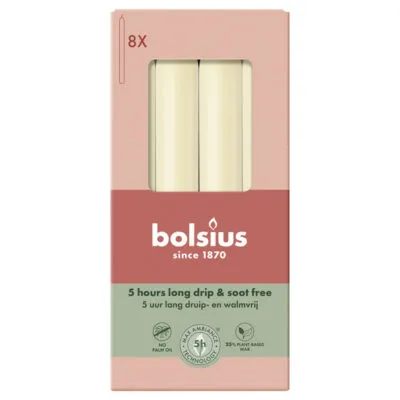 Bolsius Dinerkaarsen Soft Pearl Ø20×170 mm 5 uur (4x 8 stuks)