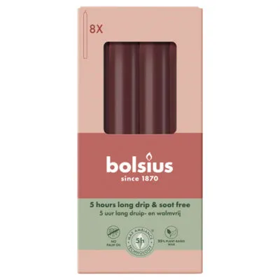 Bolsius Dinerkaarsen Velvet Red Ø20×170 mm 5 uur (4x 8 stuks)