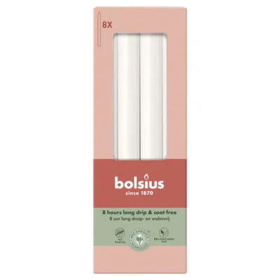 Bolsius Dinerkaarsen Cloudy White Ø20×230 mm 8 uur (4x 8 stuks)