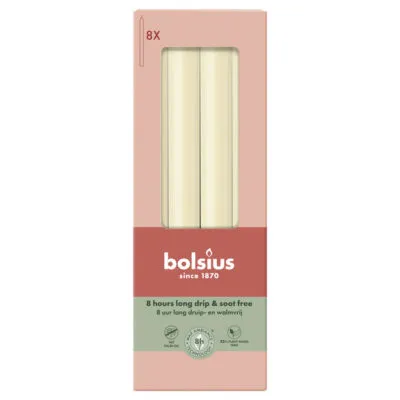 Bolsius Dinerkaarsen Soft Pearl Ø20×230 mm 8 uur (4x 8 stuks)