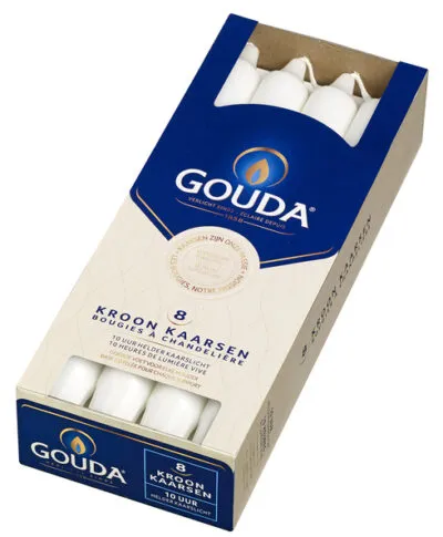 Bolsius Kroonkaarsen Satin White Ø24×240 mm 10 uur (6x 8 stuks)