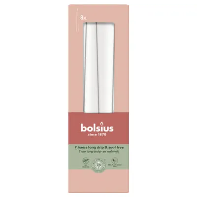Bolsius Gotische Kaarsen Cloudy White Ø24/245 mm 7 uur (8x 4 stuks)