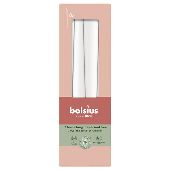 Bolsius Gotische Kaarsen Cloudy White Ø24/245 mm 7 uur (8x 4 stuks)