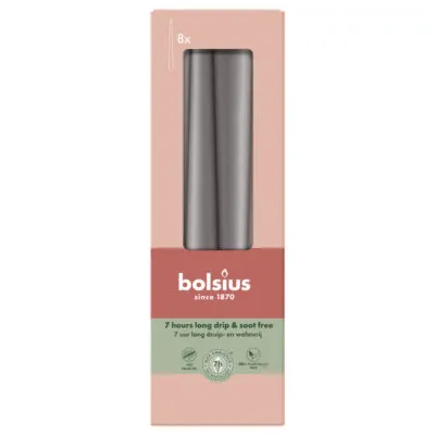 Bolsius Gotische Kaarsen Stormy Grey Ø24/245 mm 7 uur (8x 4 stuks)