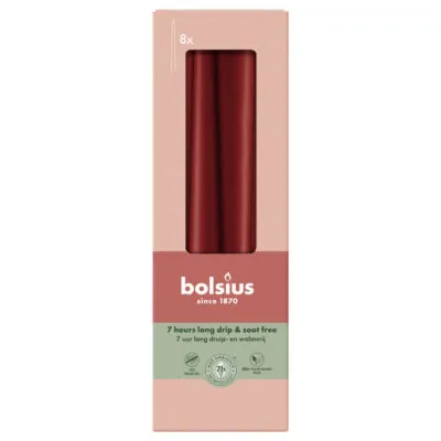 Bolsius Gotische Kaarsen Velvet Red Ø24/245 mm 7 uur (8x 4 stuks)