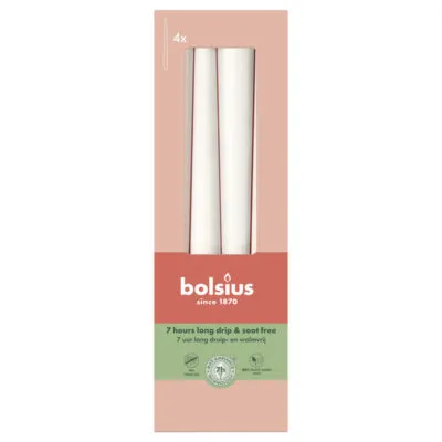 Bolsius Gotische Kaarsen Cloudy White Ø24/245 mm 7 uur (8x 4 stuks)